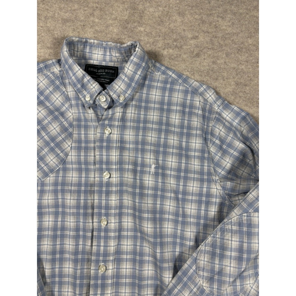 Ball and Buck The Hunters Shirt Plaid Gray Made In USA Shooting Patch Mens Large